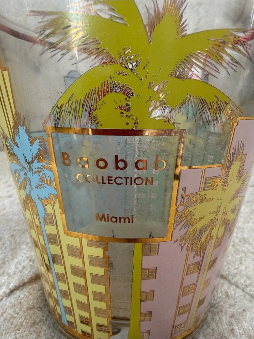 Baobab Collection Pink, Gold & Blue Miami Glass Candle Holder